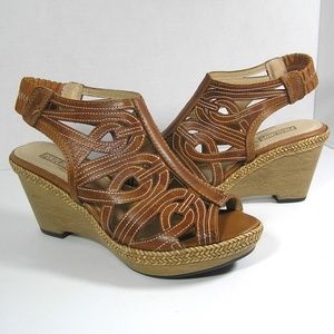 PIKOLINOS Tan Cut-Out Wedge Sandals